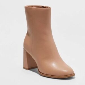 NWT A New Day Janelle Memory Foam Tan Block Heel Boots Size 8.5